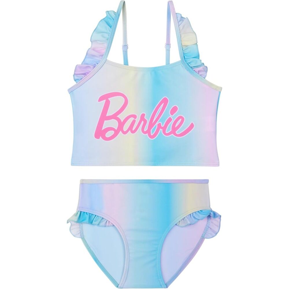 NEW Barbie Girls 2-Piece Bikini Swimsuit Size 6-7 Multi Adjustable Straps